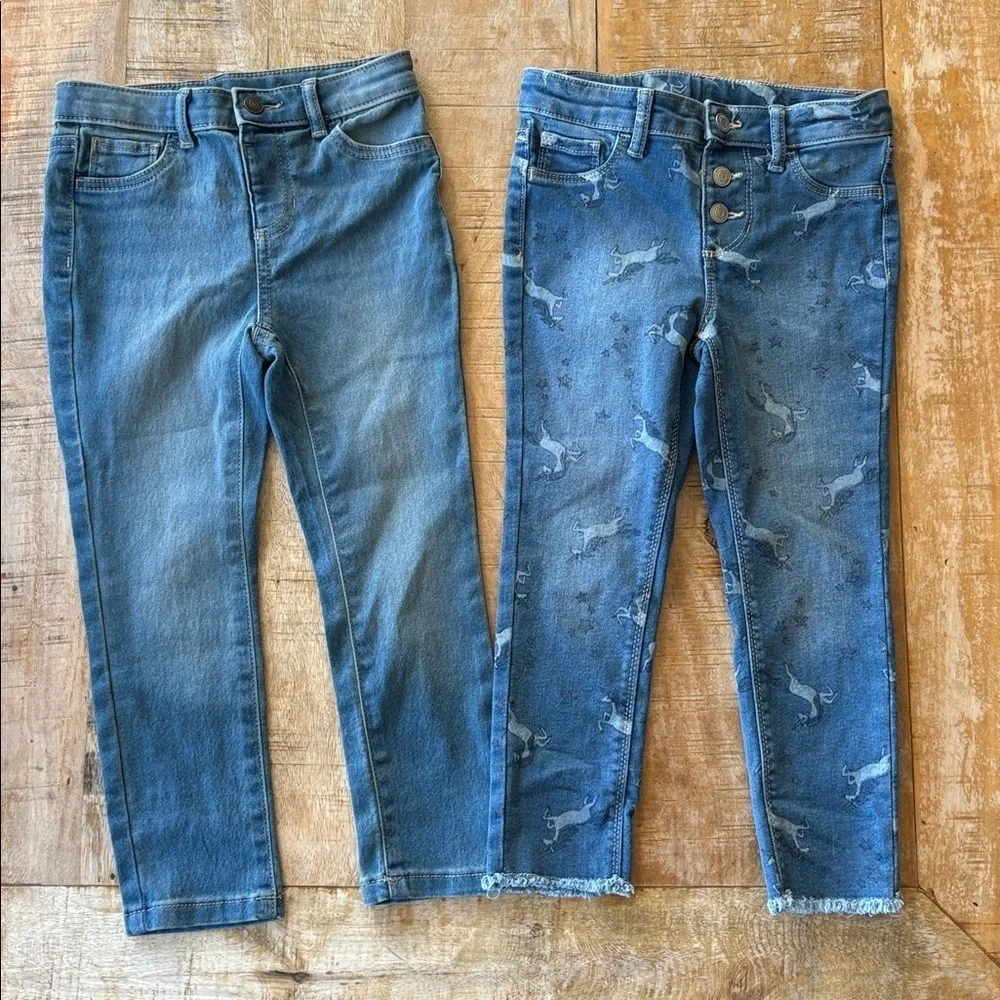 NWOT Jumping Beans Girls Blue Jeans Set 5t